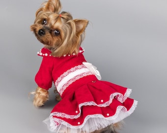 Dog dress Designer Small dog clothes Dog birthday dress Cute yorkie clothes Chihuahua XXS dog clothes Handmade Puppy clothes for dogs