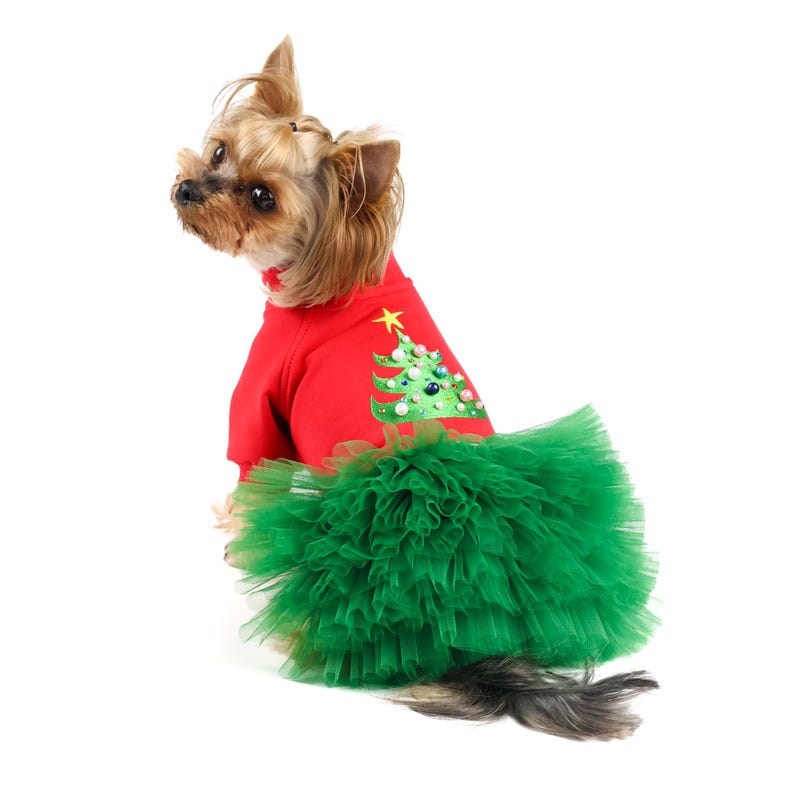 Metallic Green Festive Dog Dress