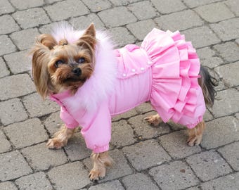 Dog Face Puffer Jacket Coats For Yorkies Winter Dog Clothes Pet