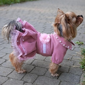 Dog dress Designer small dog clothes Handmade Cute yorkie clothes for dogs Chihuahua girl dog birthday dress Pink Puppy clothes Pet fashion