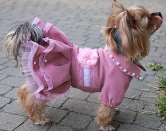 Tweed Hundekleid Prinzessinnen-Outfit Für Kleine Hunde – Rosa, Größe XS