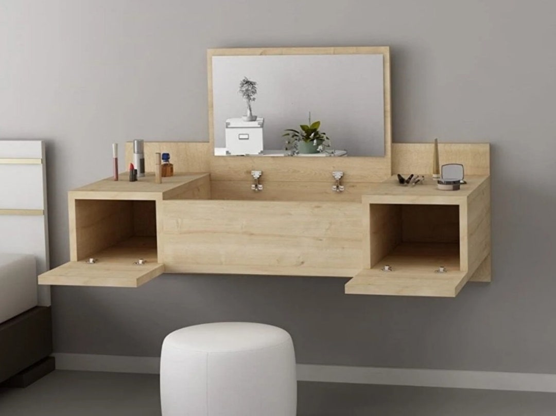 Floating Makeup Table With Three Drawers, Dressing Vanity Table,wall