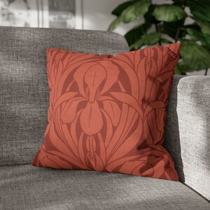 Housses d&#39;oreiller DOUBLE FACE avec ou sans insert d&#39;oreiller, taie d&#39;oreiller décorative florale d&#39;iris rouge antique, lavable sans plis