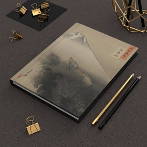 May include: A hardcover journal with a black spine and a Japanese-style illustration of a mountain, a dragon, and clouds. The cover features Japanese text that reads "龍虎", which translates to "Dragon Tiger".
