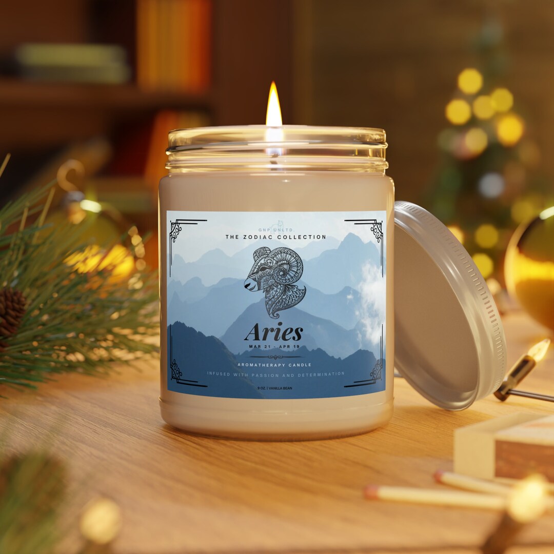 Aries Zodiac Candle Zodiac Sign Candles Scented Candle Etsy