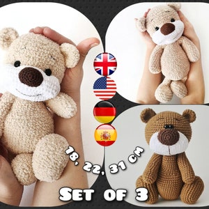 Häkelanleitungen Teddybären 18, 22, 31 cm / AMIGURUMI / PDF Anleitung