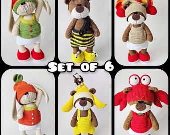 Crochet Bear and Bunny Clothes Pattern for 27cm Amigurumi (PDF Tutorial)