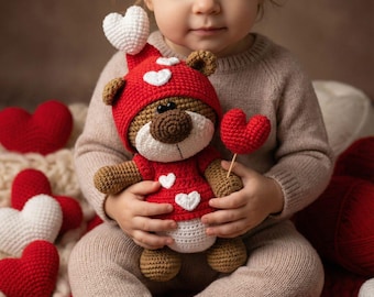 Crochet Heart Pattern Valentine's Day Clothes for 18cm Toy / AMIGURUMI PDF Tutorial