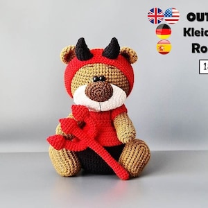 Crochet Pattern Devil Halloween Clothes for 18cm Toy / AMIGURUMI PDF Tutorial