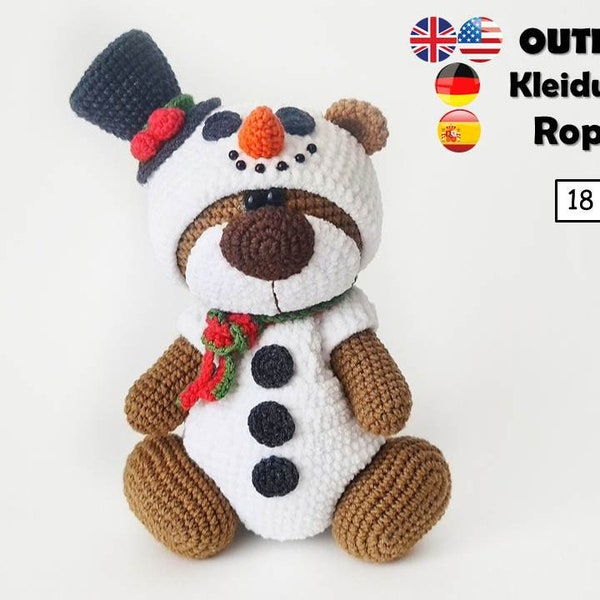 Crochet Pattern Snowman Clothes for 18cm Toy + Christmas Tree / AMIGURUMI PDF Tutorial