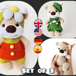 22 cm Bear with Set of Clothes – Crochet Patterns – Amigurumi PDF Tutorial