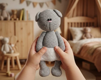Padrão de gato de crochê 27 cm AMIGURUMI Padrão Tilda Urso Brinquedo