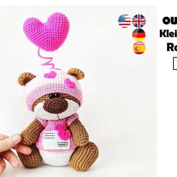 Häkelanleitung Herz Kleidung für 18cm Plüschtier / AMIGURUMI PDF Anleitung / Valentinstag