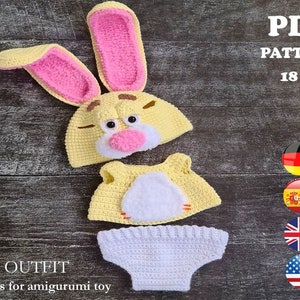 Crochet Pattern Rabbit Clothes for 18cm Toy / AMIGURUMI PDF Tutorial