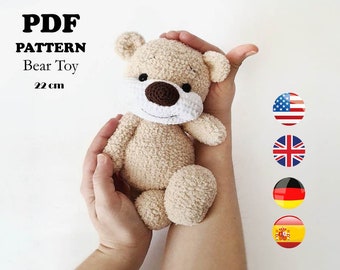 Haakpatroon Speelgoedbeer 22 cm / AMIGURUMI / PDF-tutorial