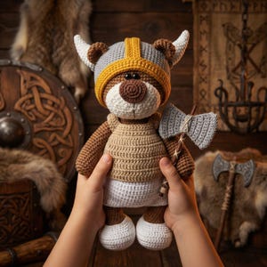 Patrón de crochet para ropa vikinga de 27 cm, juguete/oso AMIGURUMI, tutorial en PDF