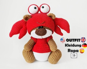 Crochet Pattern Lobster / Crab Clothes for 18cm Toy / AMIGURUMI PDF Tutorial