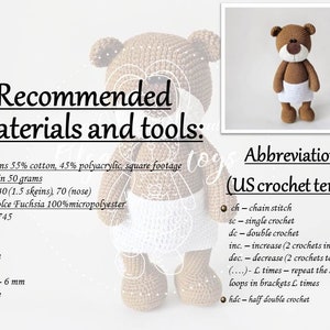 Pode incluir: Padr&atilde;o de croch&ecirc; para um urso de peluche castanho com detalhes brancos. O padr&atilde;o inclui uma lista dos materiais e ferramentas necess&aacute;rias, incluindo fio, gancho, enchimento, etc. O padr&atilde;o tamb&eacute;m inclui abreviaturas para os termos de croch&ecirc; americanos.