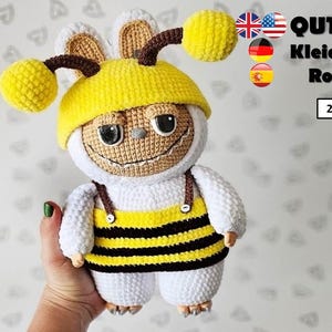 Create an Adorable Bee&#39;s Costume for Your Labubu Amigurumi Toy!