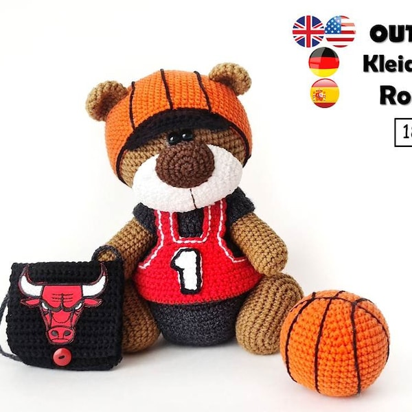 Vêtements de joueur de basket-ball au crochet pour jouet de 18 cm / Tutoriel PDF AMIGURUMI