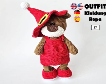 Crochet Pattern Witch Clothes for 27cm Toy Halloween/ Bear AMIGURUMI PDF Tutorial