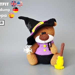 Vêtements d&#39;Halloween de sorcière au crochet pour jouet de 18 cm / Tutoriel PDF AMIGURUMI