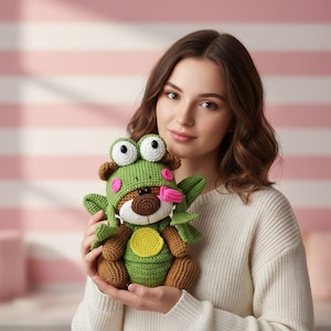 Patrón de crochet para ropa de rana de 18 cm / Tutorial en PDF para AMIGURUMI