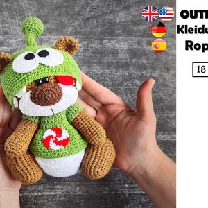 Häkelanleitung Grüner Frosch Seil Kleidung für 18cm Spielzeug / AMIGURUMI PDF Tutorial
