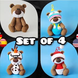 18 cm Bear with Set of Christmas Clothes – Crochet Patterns – Amigurumi PDF Tutorial