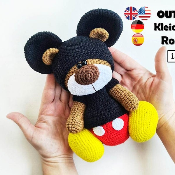 Crochet Pattern Mouse Clothes for 18cm Toy / AMIGURUMI PDF Tutorial