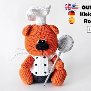 Patron de vêtement de chef cuisinier au crochet pour jouet de 18 cm / Tutoriel PDF AMIGURUMI