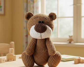 Padrão de crochê para urso de pelúcia de 18 cm / AMIGURUMI / Tutorial em PDF