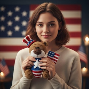 Crochet Pattern - Independence Day - 4th of July - American Flag Clothes for 18cm Toy / AMIGURUMI PDF Tutorial