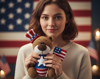Crochet Pattern - Independence Day - 4th of July - American Flag Clothes for 18cm Toy / AMIGURUMI PDF Tutorial