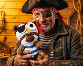 Patron au crochet : Hibou pirate pour jouet de 18 cm / Tutoriel PDF AMIGURUMI