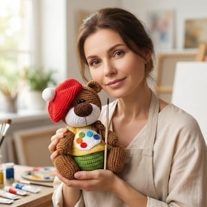 Crochet Pattern Artist Clothes for 18cm Toy + Easel / AMIGURUMI PDF Tutorial