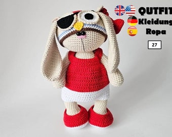 Crochet Pattern Pirate Owl Clothes for 27cm Toy / Bear AMIGURUMI PDF Tutorial