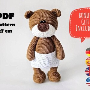 Padrão de Urso de Crochê, Amigurumi Tilda de 27 cm (Padrão em PDF) imagem 2