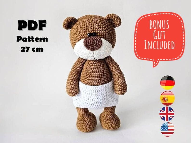 Padrão de Urso de Crochê, Amigurumi Tilda de 27 cm (Padrão em PDF) imagem 2