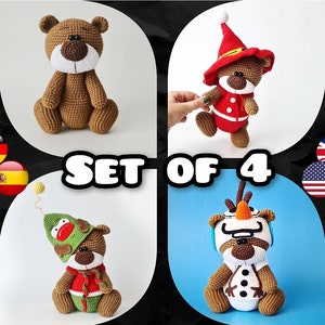 18 cm Bear with Set of Christmas Clothes – Crochet Patterns – Amigurumi PDF Tutorial