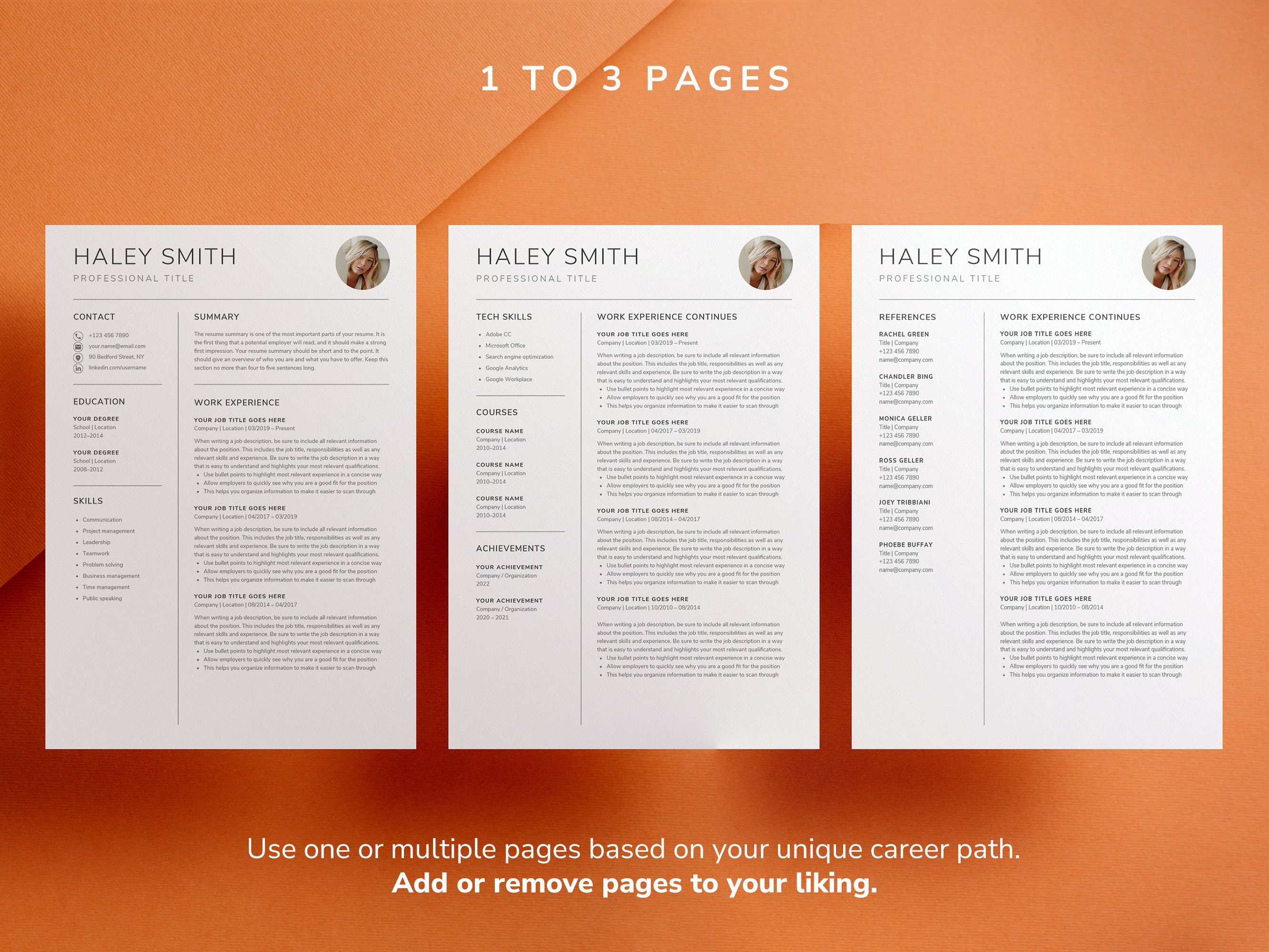 Professional Resume Template Canva Modern CV Template With - Etsy