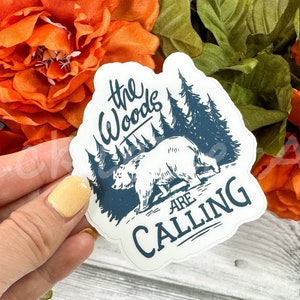 Bear in the Woods Waterproof Sticker, Mountain Woods Sticker, Sticker about Nature and Outdoors, Wilderness Sticker