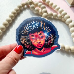 Gorgeous Lady Sticker, Empowering Black Girls Waterproof Sticker, Inspiring Melanin Sticker, Afro Woman Sticker