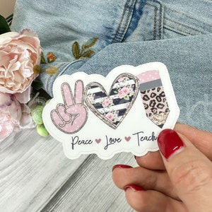 Teacher Pencil Heart and Peace Waterproof Sticker, Cute Sticker for a Teacher, School Pencil Sticker, Small Gift for a Teacher
