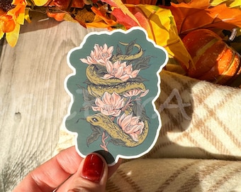 Snake and Flowers Waterproof Vinyl Sticker