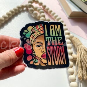 Powerful and Gorgeous Lady Sticker, Empowering Black Girls Waterproof Sticker, Inspiring Melanin Sticker, Afro Woman Sticker