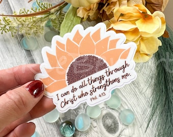 Christian Floral Waterproof Sticker, Bible Verse Sticker, Scripture Water Bottle and Tumbler Sticker, Faith Sticker for Phone and Laptop,