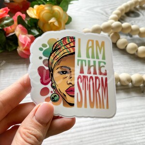 Powerful and Gorgeous Lady Sticker, Empowering Black Girls Waterproof Sticker, Inspiring Melanin Sticker, Afro Woman Sticker