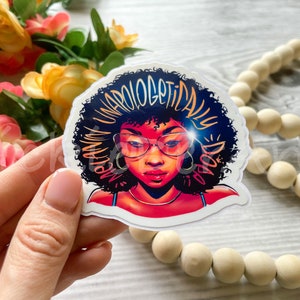 Gorgeous Lady Sticker, Empowering Black Girls Waterproof Sticker, Inspiring Melanin Sticker, Afro Woman Sticker