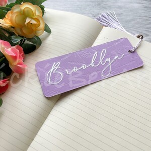 Custom Name Lavender Mauve Bookmark, Lavender Themed Personalized Bookmark, Debossed Stylized Custom Bookmark, Custom Gift for a Reader